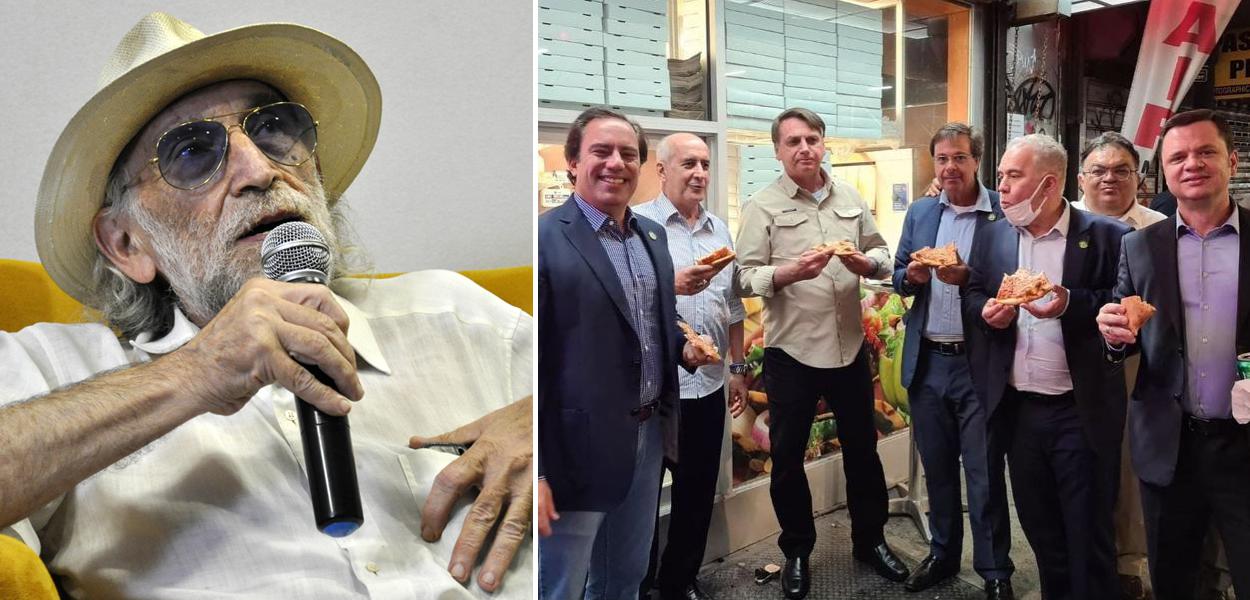 Alex Solnik e Bolsonaro com sua comitiva em Nova York