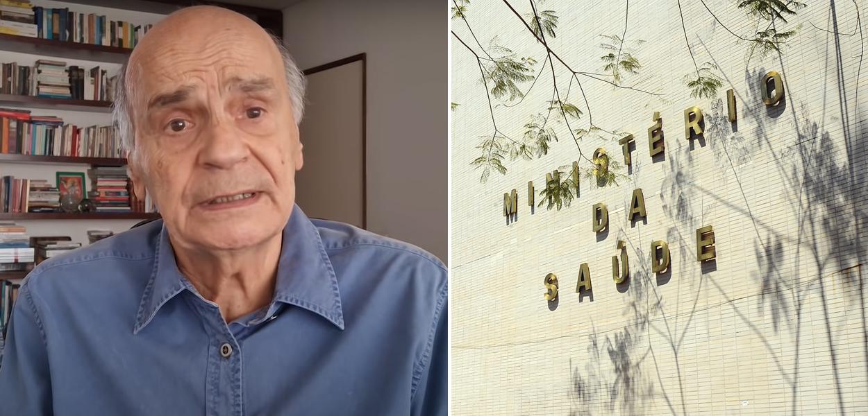 Drauzio Varella e fachada do Ministério da Saúde