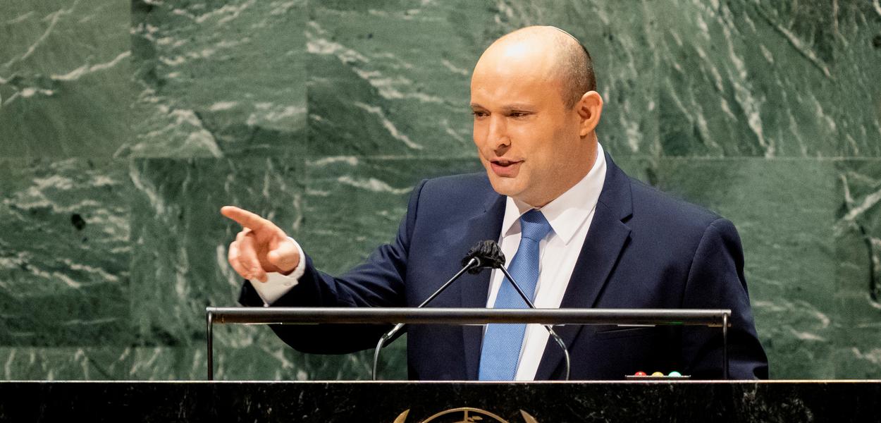 Primeiro-ministro de Israel, Naftali Bennett, durante discurso na Assembleia-Geral da ONU em Nova York