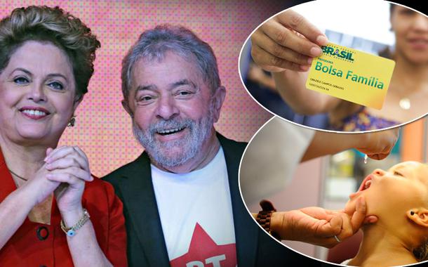 Ex-presidentes Luiz Inácio Lula da Silva, Dilma Rousseff, cartão do Bolsa Família mais uma criança