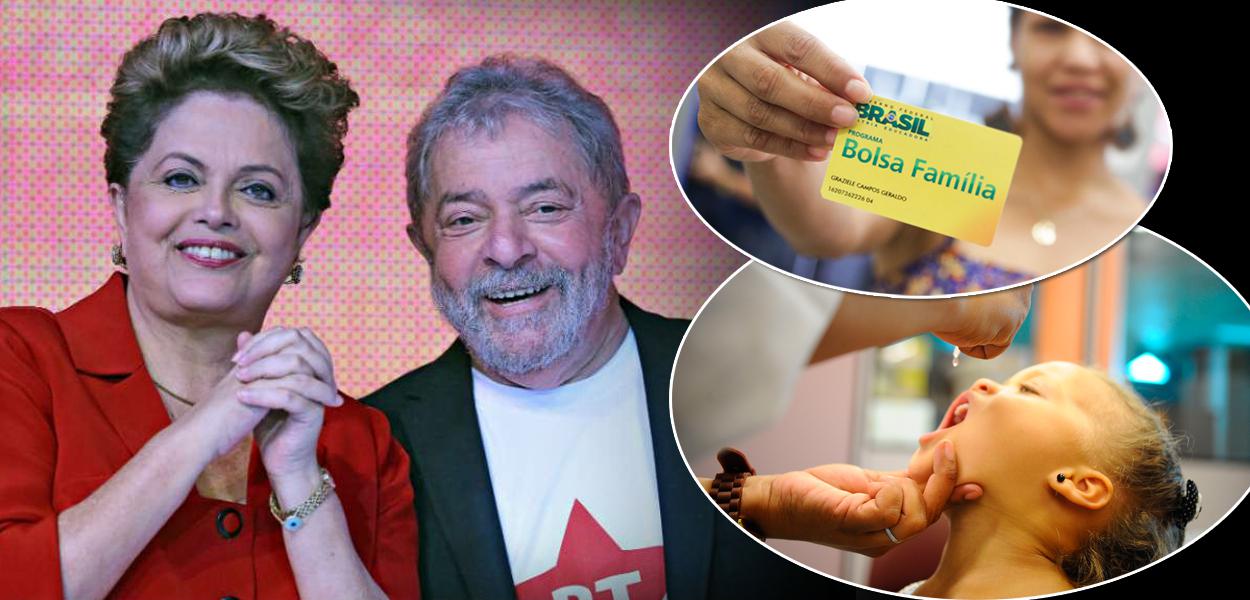 Ex-presidentes Luiz Inácio Lula da Silva, Dilma Rousseff, cartão do Bolsa Família mais uma criança