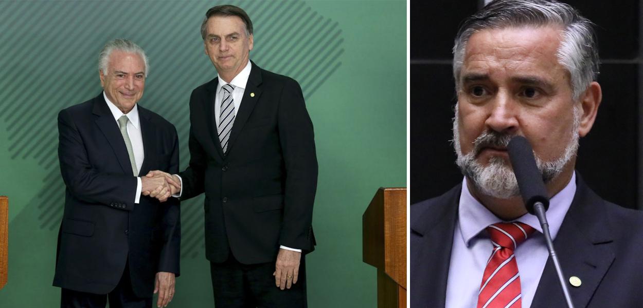 Michel Temer, Jair Bolsonaro e Paulo Pimenta