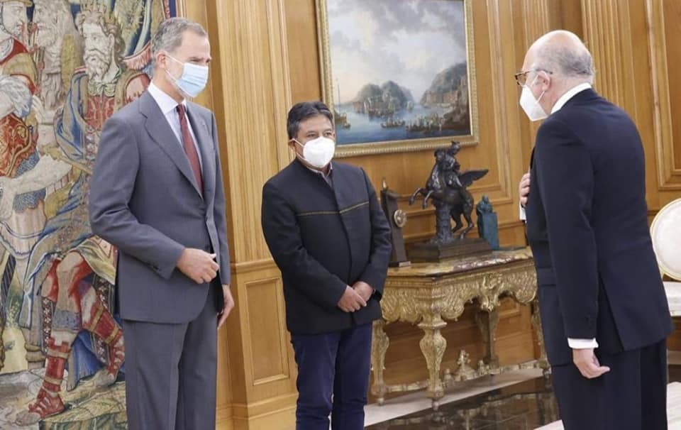 David Choquehuanca com o rei da Espanha, Felipe VI