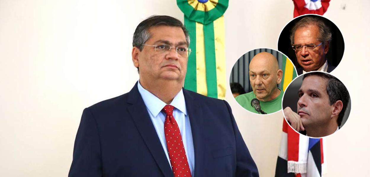 Governador do Maranhão, Flávio Dino, o empresário Luciano Hang, o ministro Paulo Guedes e o presidente do BC, Roberto Campos Neto