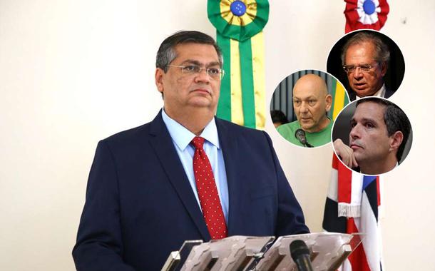 Governador do Maranhão, Flávio Dino, o empresário Luciano Hang, o ministro Paulo Guedes e o presidente do BC, Roberto Campos Neto
