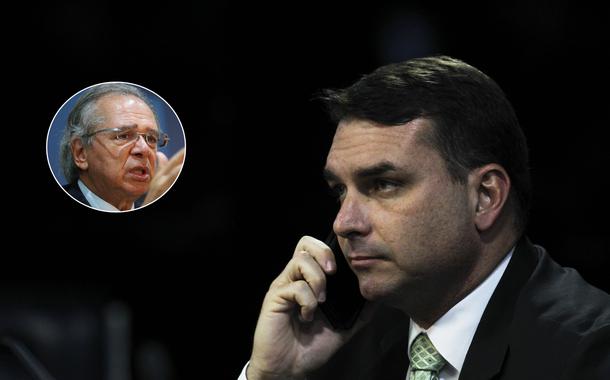 Ministro Paulo Guedes e o senador Flávio Bolsonaro