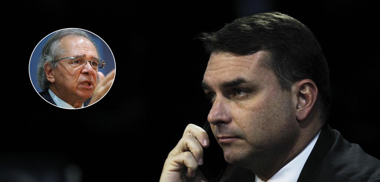 Ministro Paulo Guedes e o senador Flávio Bolsonaro