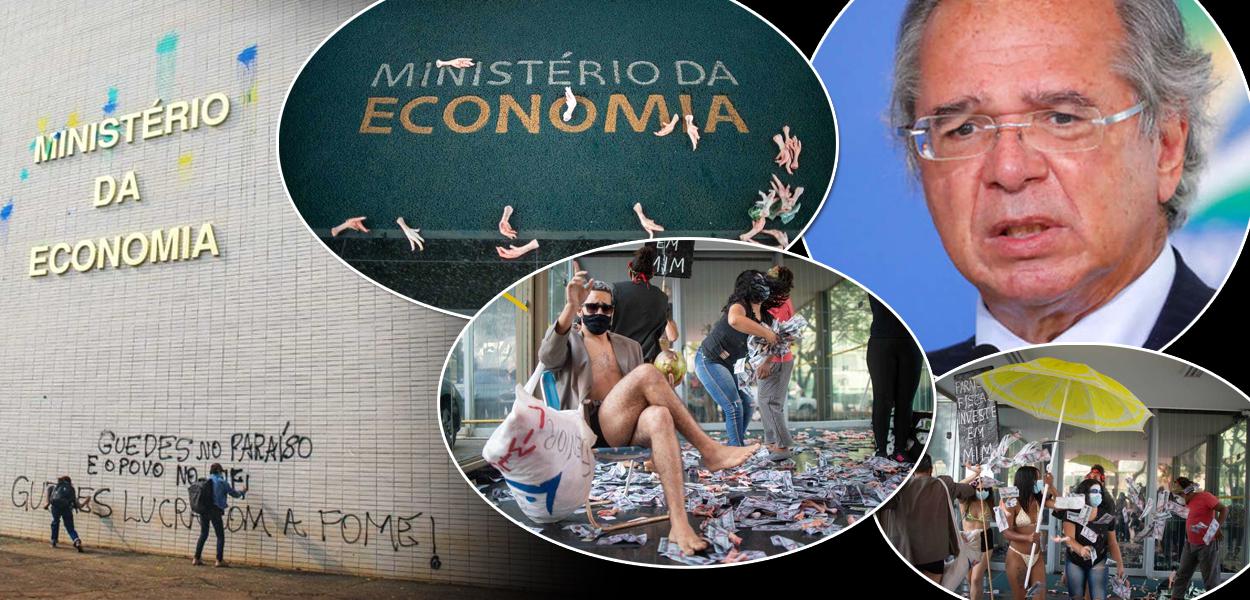 Ato do MST contra Paulo Guedes, em Brasília