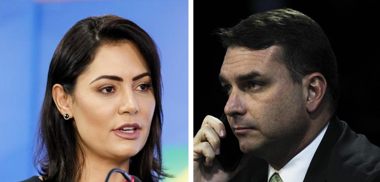 Michele Bolsonaro e o senador Flávio Bolsonaro