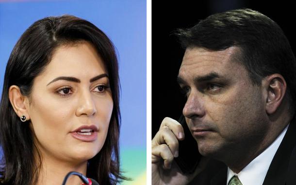 Michele Bolsonaro e o senador Flávio Bolsonaro