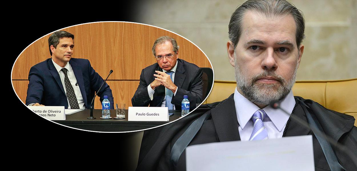 Presidente do Banco Central, Roberto Campos Neto, o ministro da Economia, Paulo Guedes, e o ministro do STF Dias Toffoli