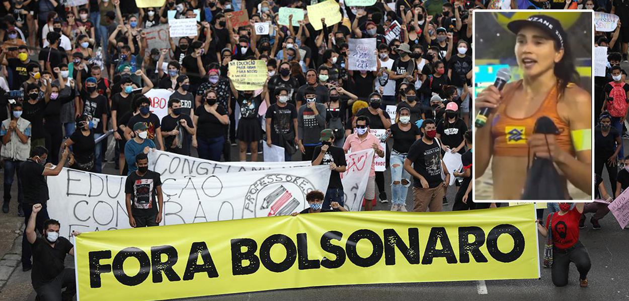 Ato pelo impeachment de Jair Bolsonaro e a jogadora de vôlei Carol Solberg