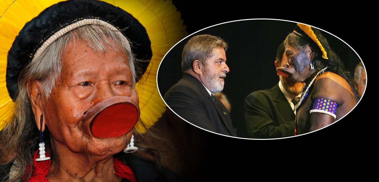 Líder indígena Raoni e o ex-presidente Luiz Inácio Lula da Silva