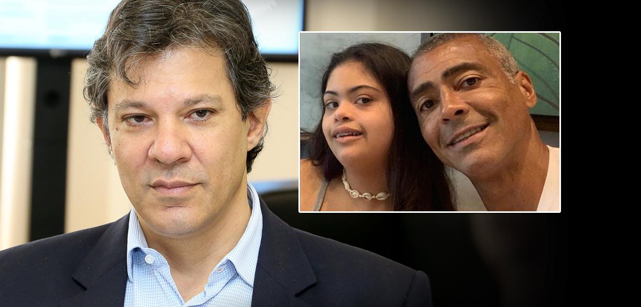 Fernando Haddad e o senador Romário com a filha dele