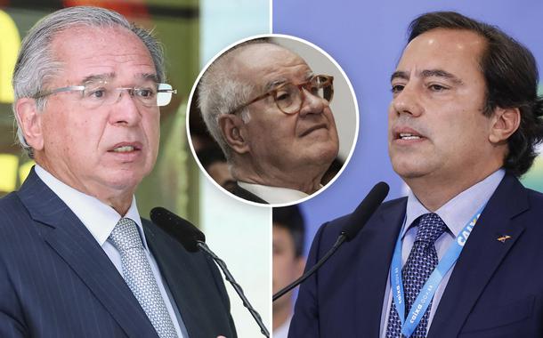 Ministro Paulo Guedes, colunista Elio Gaspari e o presidente da Nossa Caixa, Pedro Guimarães