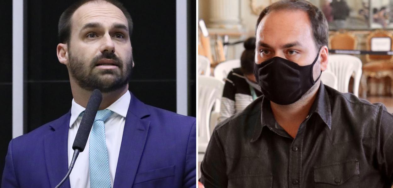 Eduardo Bolsonaro, conhecido como o 03, e Carlos Bolsonaro, o 02