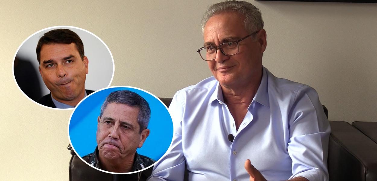 Renan Calheiros, Flávio Bolsonaro e Braga Netto