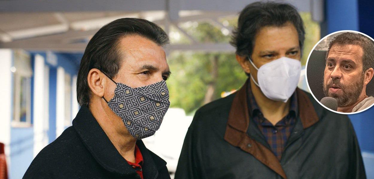 Luiz Marinho com Haddad e Boulos no detalhe