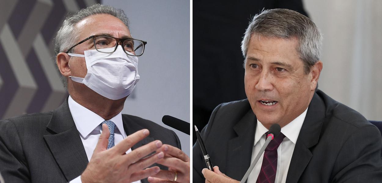 Senador Renan Calheiros e o ministro da Defesa, Walter Braga Neto