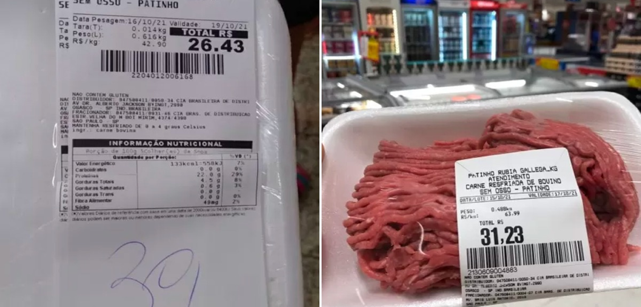 No Extra do Jardim Ângela, clientes recebem bandeja vazia até pagar pela carne; na região da Paulista, situação "normal"