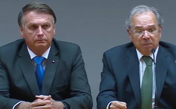 Jair Bolsonaro e Paulo Guedes em pronunciamento