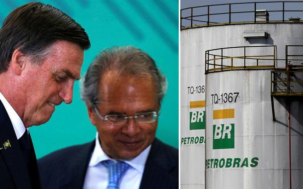 Bolsonaro com Paulo Guedes e refinaria da Petrobras