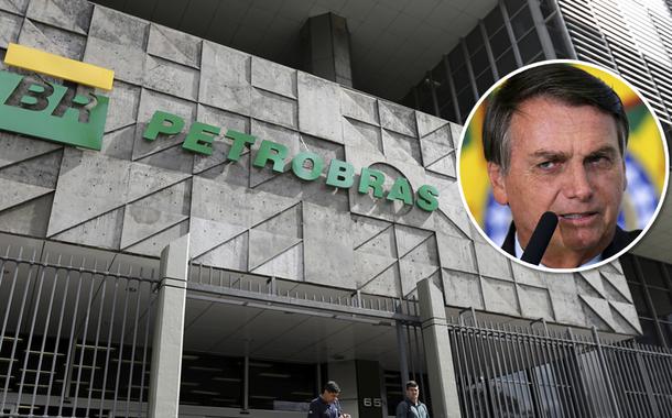 Fachada da Petrobras e Bolsonaro