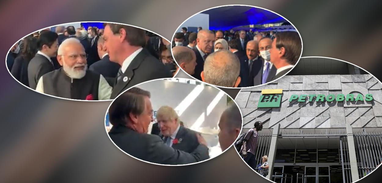 Bolsonaro no G20 e fachada da Petrobras