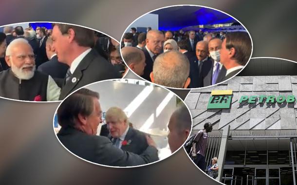 Bolsonaro no G20 e fachada da Petrobras