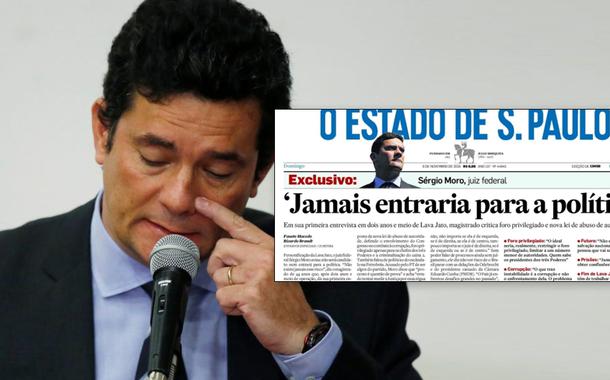 Sérgio Moro e um print de uma matéria do jornal O Estado de S.Paulo publicada em novembro de 2016