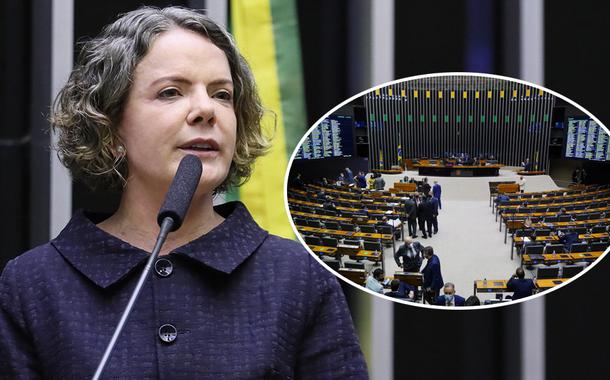 Gleisi Hoffmann e plenário da Câmara dos Deputados