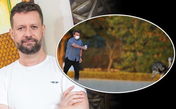 Marcus Vinícius Guimarães de Lacerda e Bolsonaro oferecendo cloroquina para ema