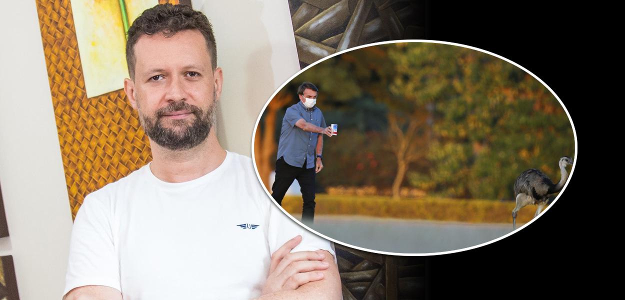 Marcus Vinícius Guimarães de Lacerda e Bolsonaro oferecendo cloroquina para ema