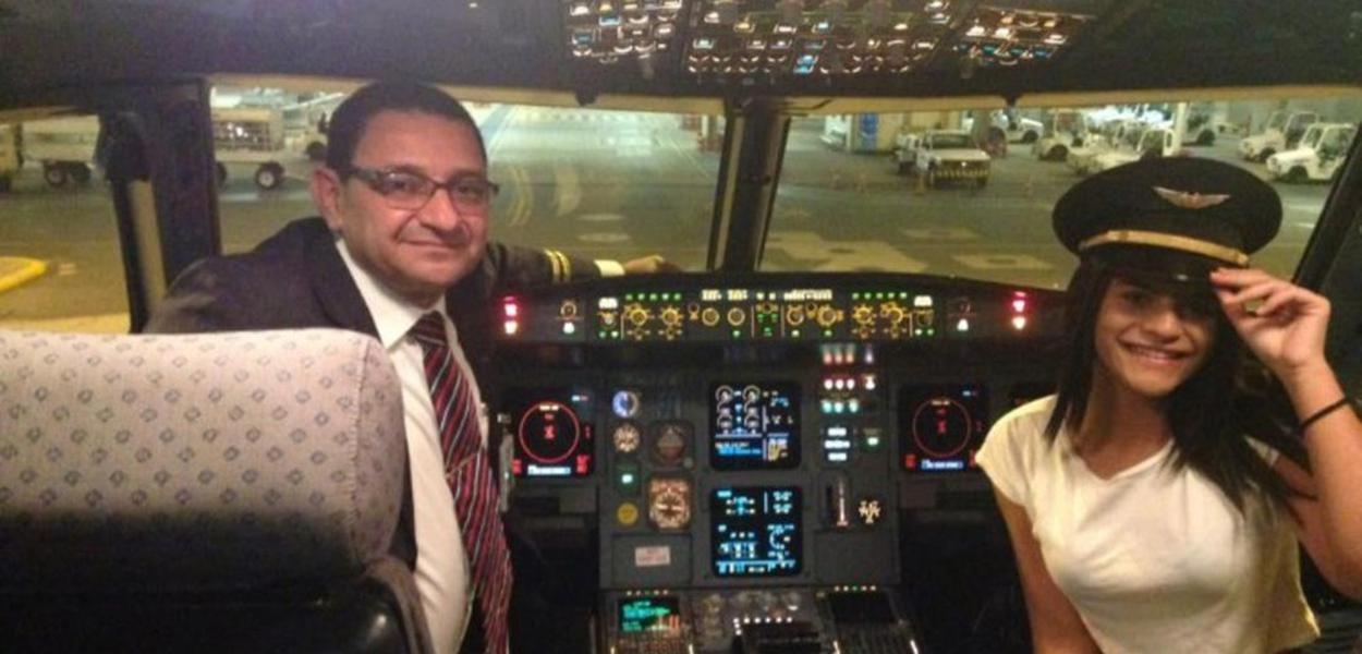 Piloto Geraldo Medeiros Jr. e a filha mais velha, Vitória Medeiros, de 19 anos
