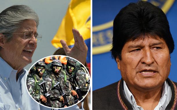 Presidente do Equador, Guilhermo Lasso, ex-presidente da Bolívia Evo Morales e militares do Brasil