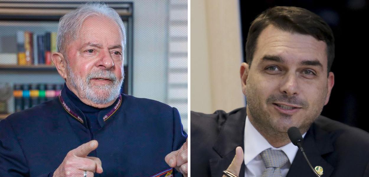 Ex-presidente Luiz Inácio Lula da Silva e o senador Flávio Bolsonaro