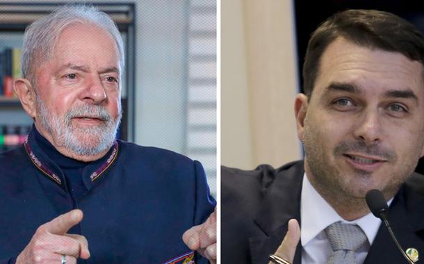 Ex-presidente Luiz Inácio Lula da Silva e o senador Flávio Bolsonaro