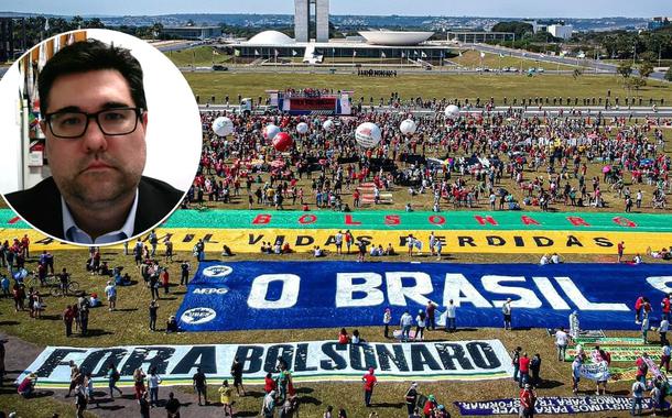 Maurício Moura, fundador do Instituto IDEIA, e um ato pelo impeachment de Jair Bolsonaro em Brasília