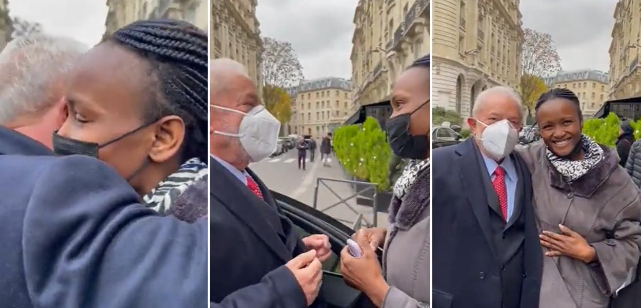 Ex-presidente Luiz Inácio Lula da Silva e uma jovem de Benim em Paris