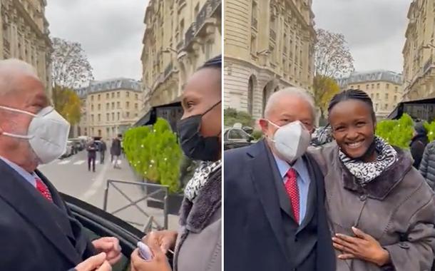 Ex-presidente Luiz Inácio Lula da Silva e uma jovem de Benim em Paris