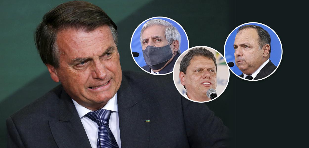 Bolsonaro, Augusto Heleno, Tacísio Freitas e Pazuello