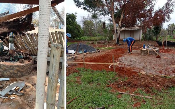 Casa do caboclo Ventania, destruída pela seca de Brasília