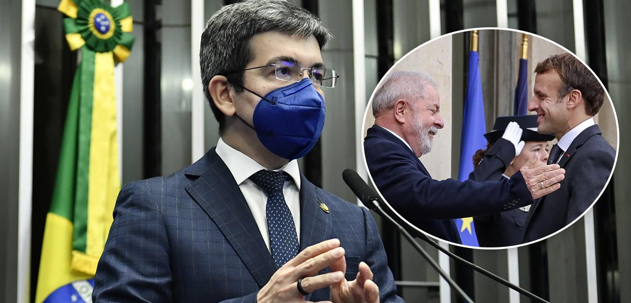 Randolfe Rodrigues e Lula com Macron