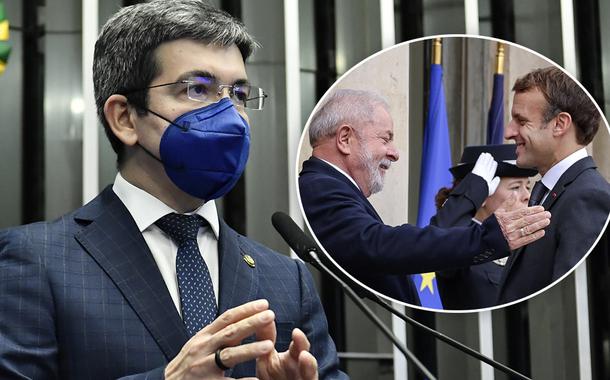 Randolfe Rodrigues e Lula com Macron