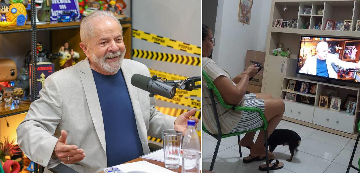 Lula e senhora assistindo o programa Podpah