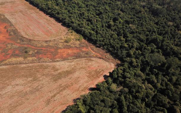 Vista aérea de área desmatada da Amazônia