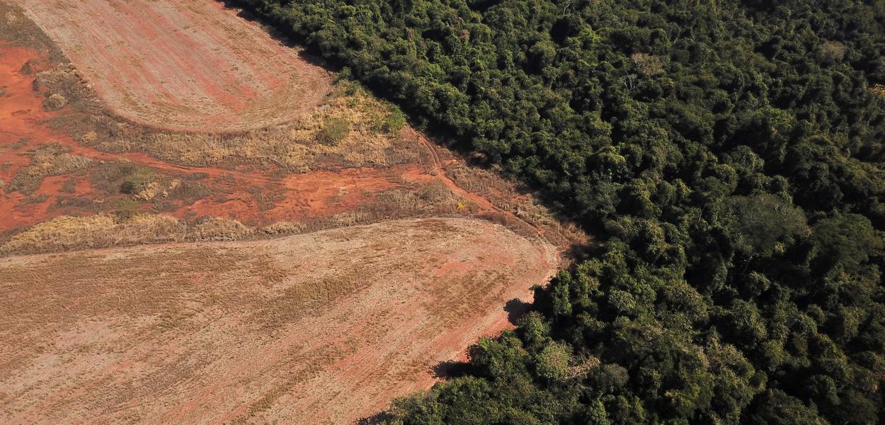 Vista aérea de área desmatada da Amazônia