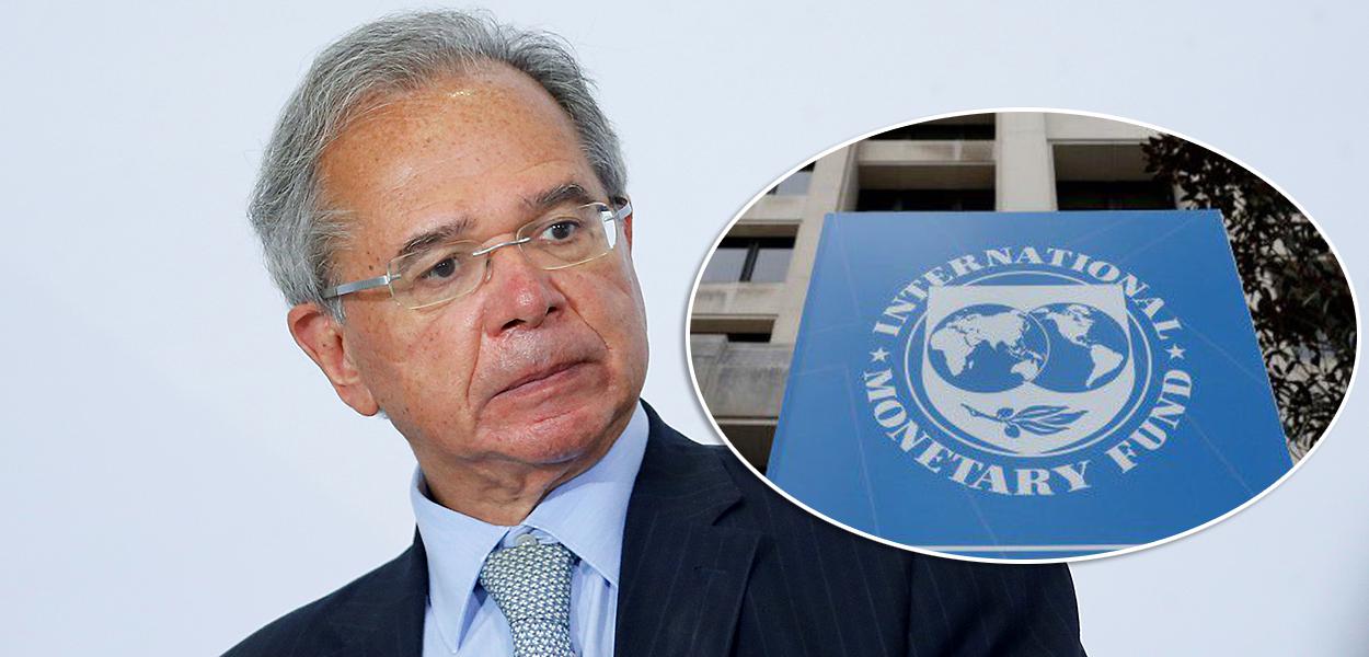 Ministro da Economia, Paulo Guedes e fachada do FMI