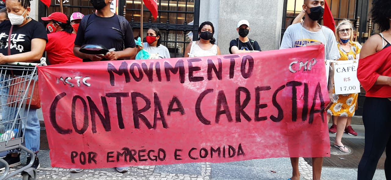 Manifestação contra a carestia e por emprego e comida em frente à Bolsa de Valores de SP
