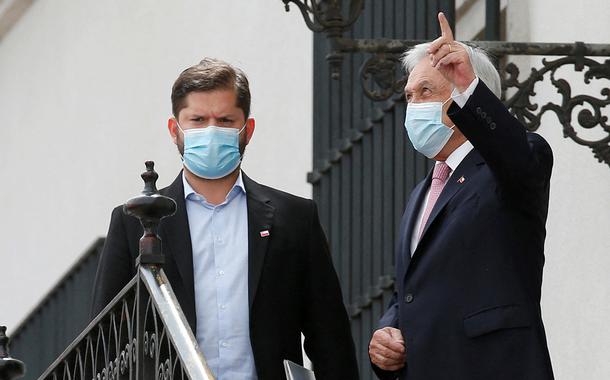 Presidente do Chile, Sebastian Piñera, recebe o presidente eleito, Gabriel Boric, em Santiago